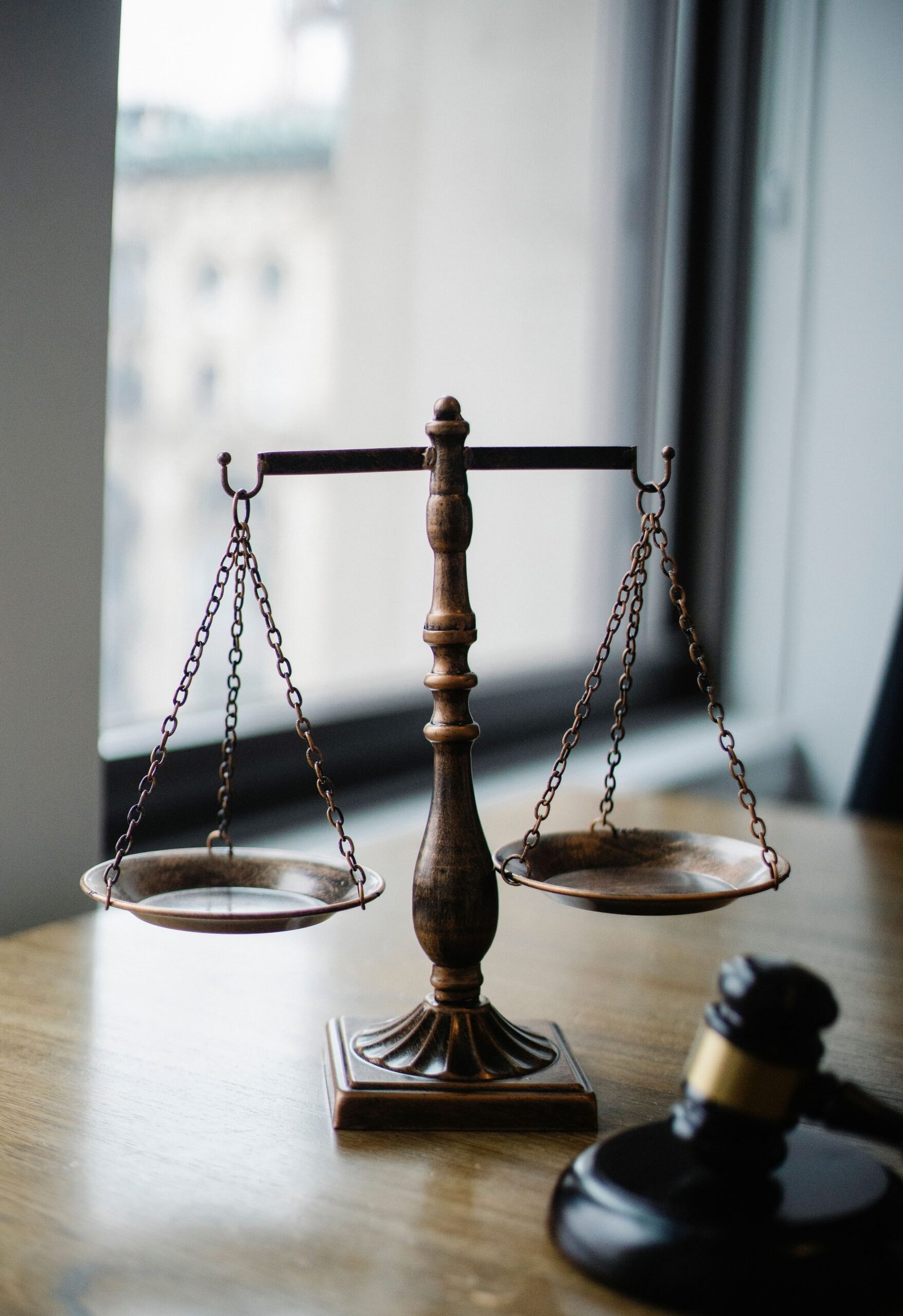 Scales of justice on a desk
